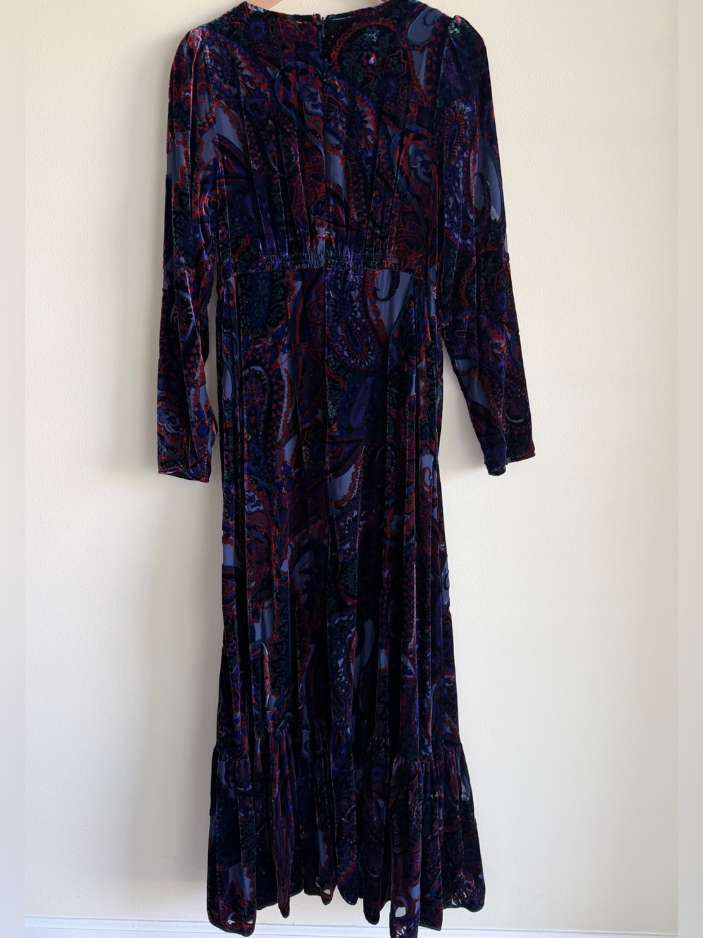 Anthropologie Burnout Velvet Paisley Maxi Dress Blue Purple Size 10 - Picture 8 of 16